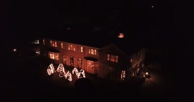Night shot of inn with xmas lights