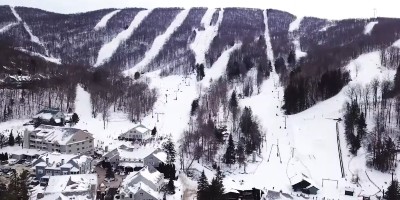 Ski slopes all cover in snow