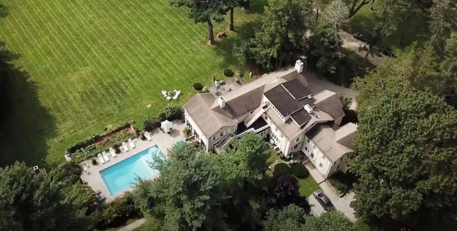Aerial view of the Devonfield Inn, Lee MA