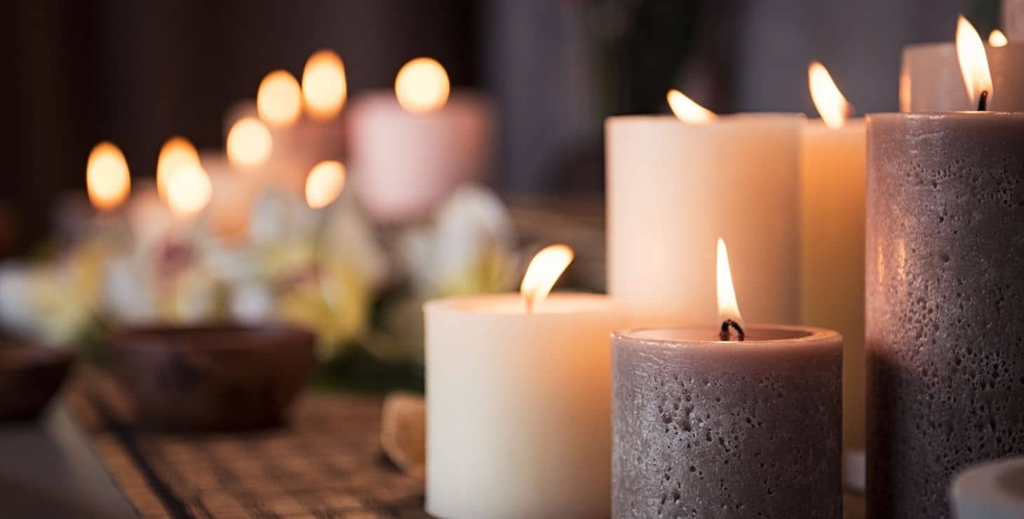 Candles burning in a spa