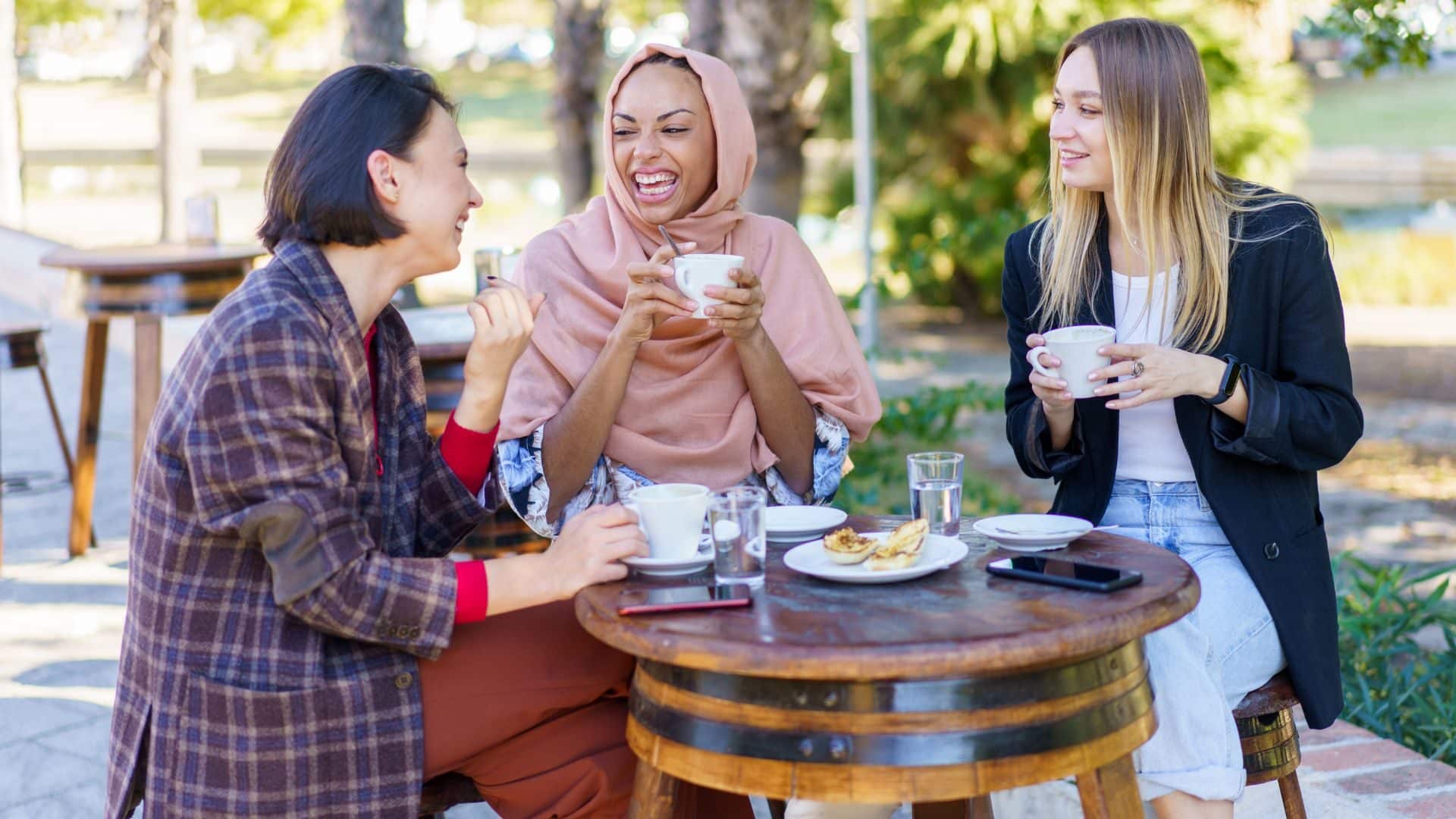 A group of women friends having coffee