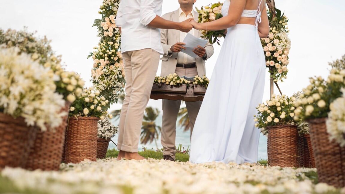Couple saying their vows